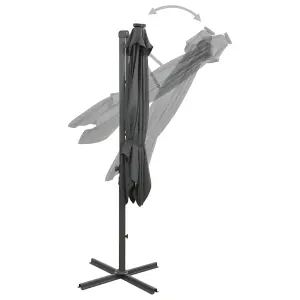 Berkfield Cantilever Umbrella with Pole and LED Lights Anthracite 250 cm