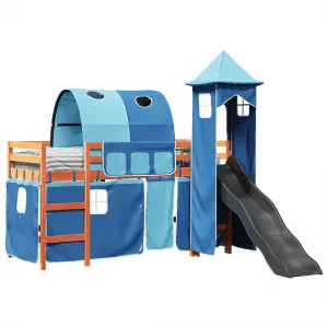 Berkfield Kids' Loft Bed with Tower Blue 80x200 cm Solid Wood Pine