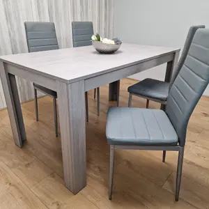 Dining Table and 4 Chairs Grey 4  Grey Leather Chairs Wood Dining Set Furniture