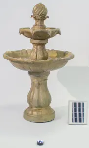 Primrose Cream Imperial Round Tiered Solar Powered Water Feature Fountain with Lights H92cm