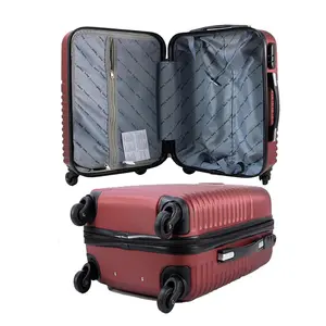 Lightweight Handy Flight Cabin Airline Burgundy Travel Suitcase with Wheels & Combination Lock