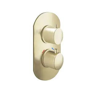 Nes Home Round 2 Dials Concealed Thermostatic Shower Mixer Valves Brushed Brass