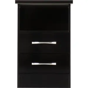 Cascio 2 Drawer Bedside Table Black Gloss