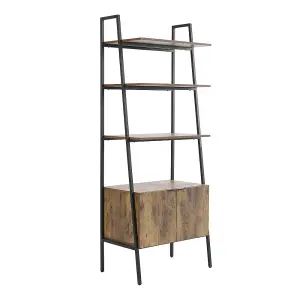 Wooden 4-Tier Ladder Shelf with Storage Cabinet