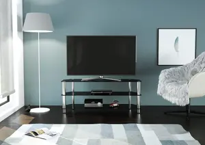 AVF Black Glass and Chrome 1.25m TV Stand