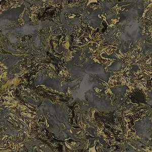 Debona Heavyweight Liquid Marble Embossed Black / Gold  Washable Wallpaper 6362