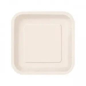 Unique Party Square Dessert Plate (Pack of 16) Ivory (One Size)