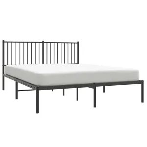 Berkfield Metal Bed Frame with Headboard Black 150x200 cm 5FT King Size