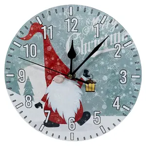 Christmas Gonk Quartz Wall Clock - Battery Powered Santa Clause Christmas Design Home Festive Xmas Decoration - 23cm Diameter