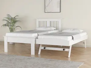 Hendre White Guest Bed With Trundle