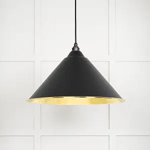 Hammered Brass Hockley Pendant in Elan Black