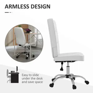 Vinsetto Curved Back Home Office Chair with Adjustable Height, White