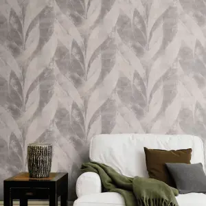 Rasch Concrete Vine Grey & Silver Wallpaper 520040