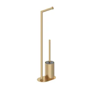 Cosmic Free Standing Toilet Brush/Paper Holder Brushed Gold PVD Architect Sp