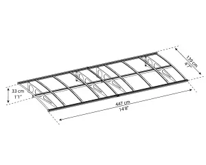 Palram - Canopia Bordeaux Door canopy, (H)330mm (W)4470mm (D)139mm