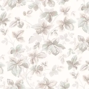 Laura Ashley Patterned Natural Leaves Smooth Wallpaper