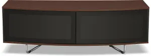 Centurion Supports Caru Gloss Black and Walnut Beam-Thru Remote Friendly Contemporary "D" Shape Design up to 65" TV Cabinet