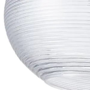 Contemporary Clear Ribbed Spiral Glass Easy Fit Drum Shaped Pendant Light Shade