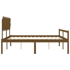 Berkfield Bed Frame with Headboard Honey Brown 200x200 cm Solid Wood