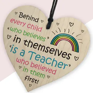 Red Ocean Teacher Appreciation Thank You Gifts - Wooden Heart Gift For Teacher - Teacher Gifts For Women