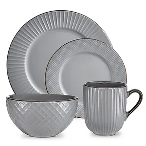 Tower Empire 16 Piece Dinnerware Set Grey