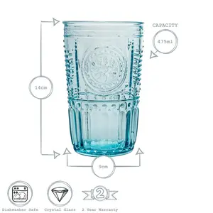 Romantic Highball Glasses - 475ml Blue / 475ml / 12