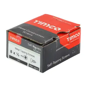 Timco - Self-Tapping Screws - PZ - Pan - Zinc (Size 8 x 1/2 - 200 Pieces)