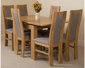 Richmond 90cm - 150cm Square Oak Extending Dining Table and 6 Chairs Dining Set with Stanford Chairs