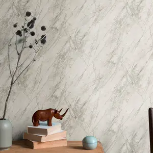 Galerie Silver Grey Luxurious Marble Motif Wallpaper