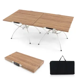 Costway 2 PCS Foldable Camping Table Lightweight Aluminum Picnic Table W/ Carry Bag