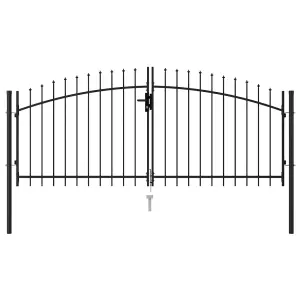 Berkfield Fence Gate Double Door with Spike Top Steel 3x1.25 m Black