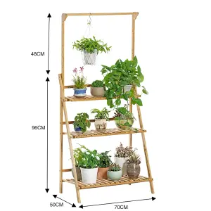 3 Tiered Hanging Wood Plant Stand Outdoor for Garden Balcony 144cm (H)