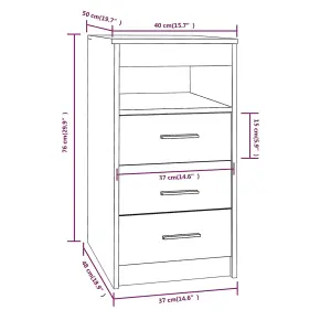 Berkfield Drawer Cabinet Smoked Oak 40x50x76 cm Engineered Wood