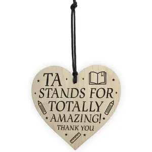 Red Ocean Teaching Assistant TA Gifts Wooden Heart End Of Term Leaving School Teacher Gifts