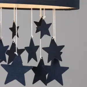 Litecraft Stars Mobile Easy Fit Navy Glow Kids Lamp Shade