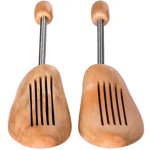 Shoe Stretcher Pair - spiral-spring, made of lotus wood, for women's and men's shoes - brown