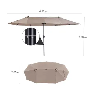 Outsunny 4.6M Garden Patio Umbrella Canopy Parasol Sun Shade w/o Base Tan