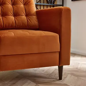 Furniturebox UK Jolene Burnt Orange Velvet Armchair