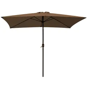 SunDaze 2x3M Rectangular Coffee Garden Parasol Outdoor Patio Umbrella, Base Weights & Weather Protective Cover