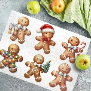 Textured Glass Chopping Board Gingerbread Design - Medium