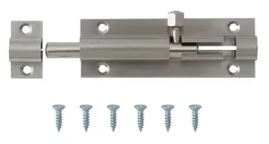 Smith & Locke Satin Nickel-plated Silver Nickel effect Brass Barrel Door bolt N231 (L)76mm (W)25mm