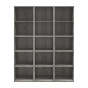 GoodHome Atomia Matt grey oak effect Freestanding 15 shelf Rectangular Bookcase, (H)1875mm (W)1500mm