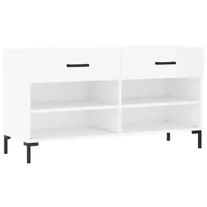 Berkfield Shoe Bench White 102x35x55 cm Engineered Wood