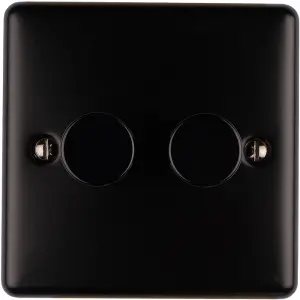 2 Gang 400W LED 2 Way Rotary Dimmer Switch MATT BLACK Light Dimming Plate