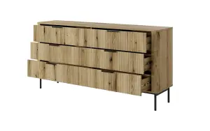 Elegant Wilson Chest of Drawers H810mm W1630mm D380mm in Oak Evoke & Black - Spacious Storage Marvel