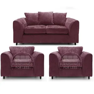 Monaco Chenille Fabric 3 Piece Sofa Set - 2 1 1 Purple