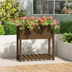 Berkfield Planter with Shelf Honey Brown 82.5x34.5x81 cm Solid Wood Pine