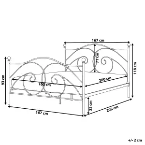 Metal EU King Size Bed White DINARD