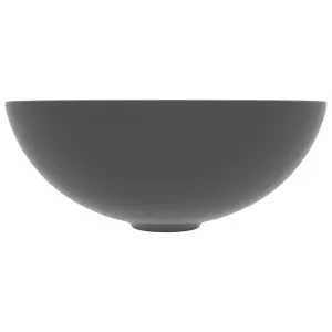 Berkfield Bathroom Sink Ceramic Dark Grey Round