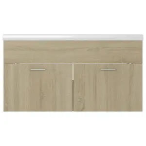 Berkfield Sink Cabinet with Built-in Basin Sonoma Oak Engineered Wood